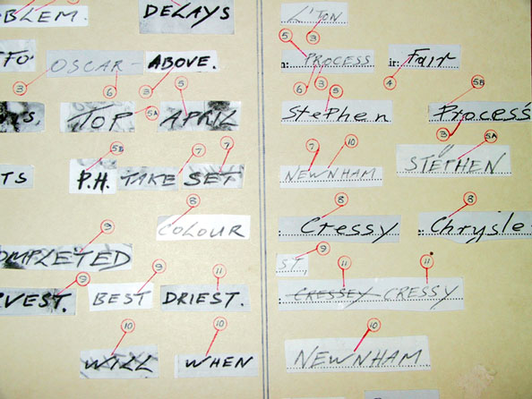 Chart showing similarities between handwriting samples written in block capitals
